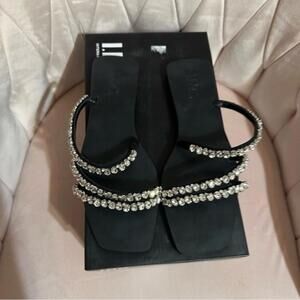 INC Pommona Womens Rhinestone Slip On Sandals